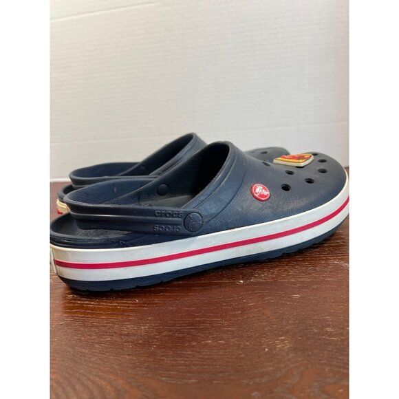 Crocs Lightning McQueen Navy Blue Clogs With Red & White Stripe Size 10/12 - Picture 5 of 6